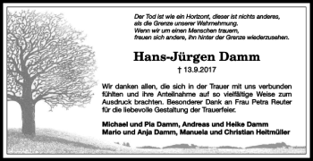 Traueranzeige von Hans-Jürgen Damm von Harz Kurier