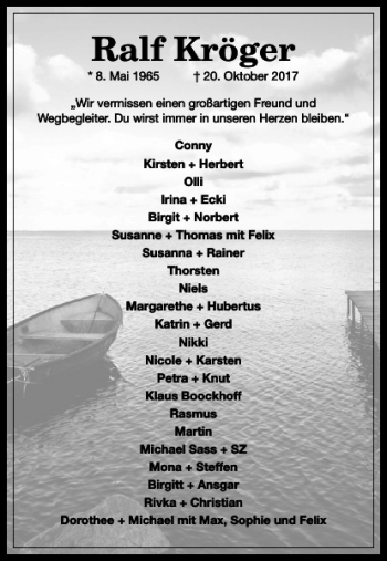 Traueranzeige von Ralf Kröger von Harz Kurier