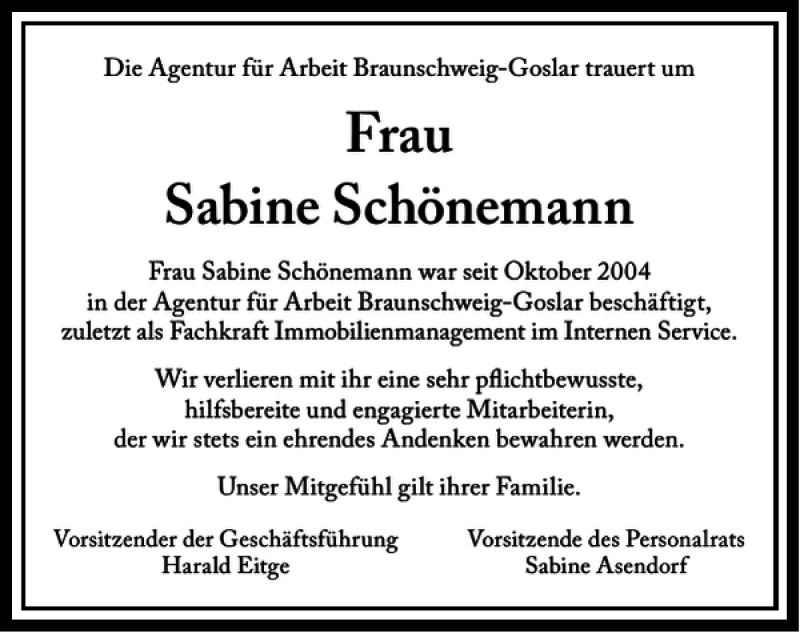  Traueranzeige für Frau Sabine Schönemann vom 09.09.2017 aus Harz Kurier