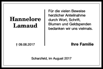 Traueranzeige von Hannelore Lamaud von Harz Kurier