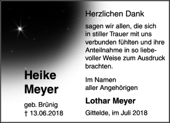 Traueranzeige von Heike Meyer von Harz Kurier