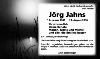 Traueranzeige von Jörg Jahns von Harz Kurier