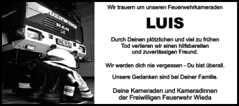 Traueranzeige von LUIS  von Harz Kurier