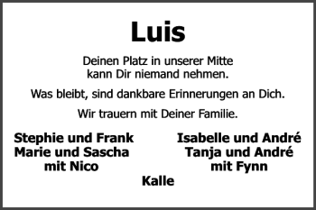 Traueranzeige von Luis  von Harz Kurier