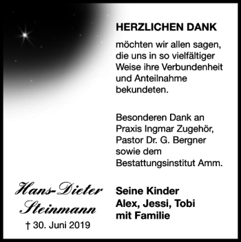 Traueranzeige von Hans-Dieter Steinmann von Harz Kurier