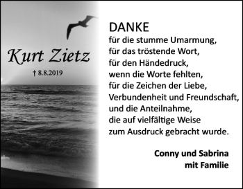 Traueranzeige von Kurt Zietz von Harz Kurier