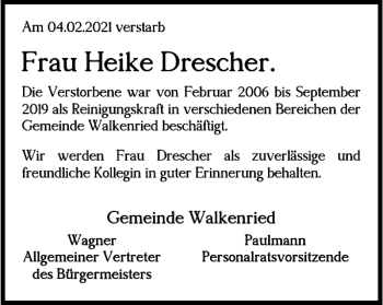 Traueranzeige von Frau Heike Drescher von Harz Kurier