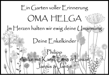 Traueranzeige von Oma Helga von Harz Kurier