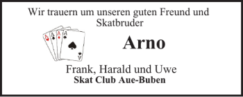 Traueranzeige von Arno  von Harz Kurier
