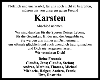 Traueranzeige von Karsten  von Harz Kurier
