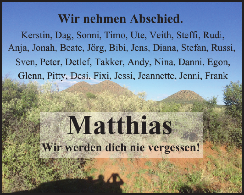  Traueranzeige für Matthias  vom 20.03.2021 aus Harz Kurier
