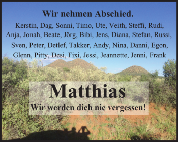 Traueranzeige von Matthias  von Harz Kurier