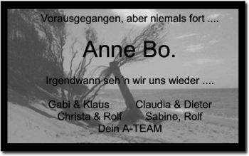 Traueranzeige von Anne Bo von Harz Kurier
