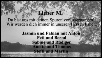 Traueranzeige von M  von Harz Kurier