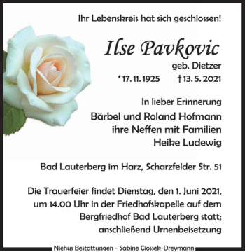 Traueranzeige von Bärbel und Roland Hofmann Heike Ludewig  von Harz Kurier