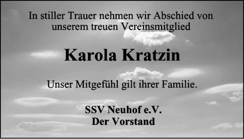  Traueranzeige für Karola Kratzin vom 22.05.2021 aus Harz Kurier