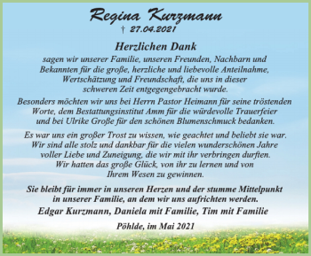 Traueranzeige von Regina Kurzmann von Harz Kurier