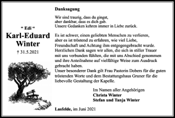 Traueranzeige von Karl-Eduard Winter von Harz Kurier