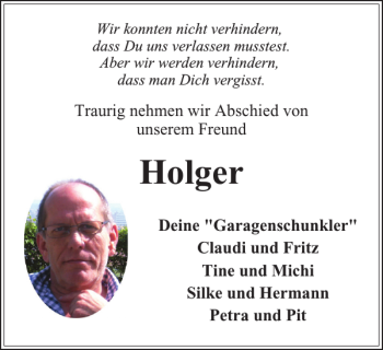 Traueranzeige von Holger  von Harz Kurier