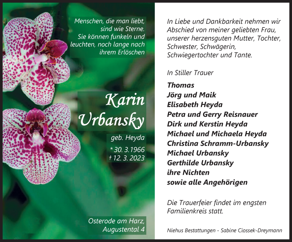  Traueranzeige für Körn Urbansky vom 18.03.2023 aus Harz Kurier