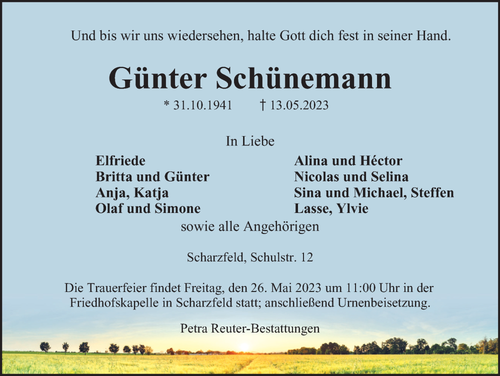  Traueranzeige für Günter Schünemann vom 20.05.2023 aus Harz Kurier