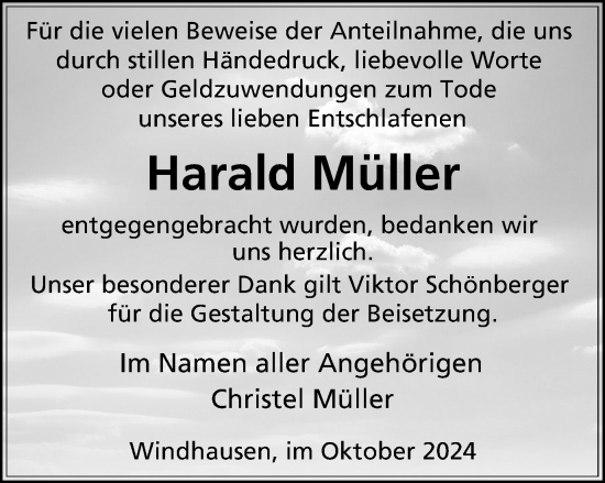 Traueranzeige von Harald Müller von Harz Kurier