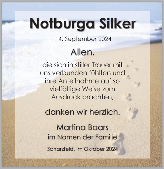 Traueranzeige von Notburga Silker von Harz Kurier