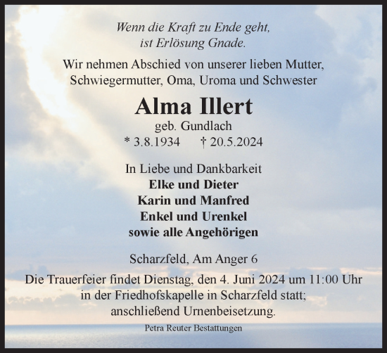 Traueranzeige von Alma Illert von Harz Kurier