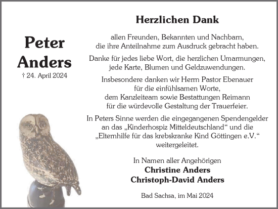Traueranzeige von Peter Anders von Harz Kurier