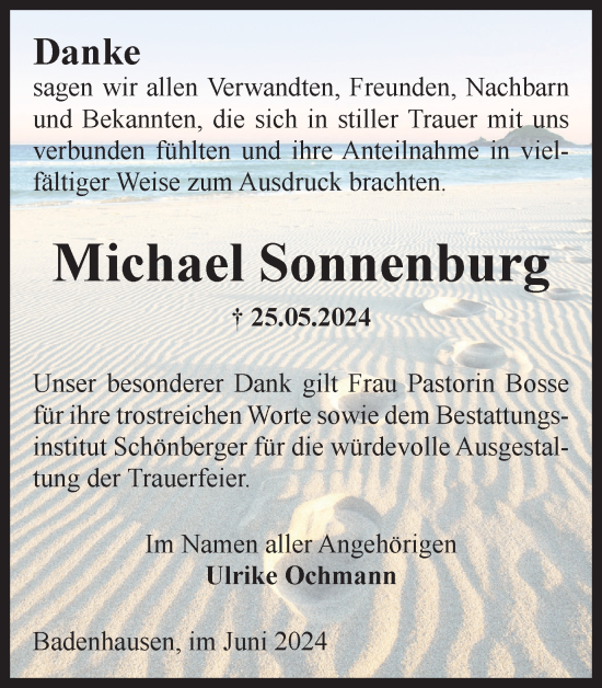 Traueranzeige von Michael Sonnenburg von Harz Kurier