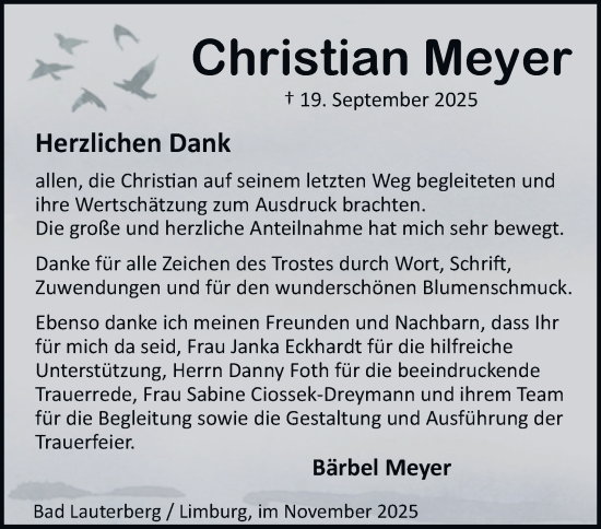 Traueranzeige von Christian Meyer von Harz Kurier