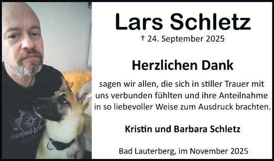 Traueranzeige von Lars Schletz von Harz Kurier