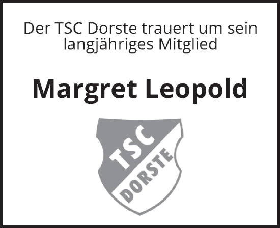 Traueranzeige von Margret Leopold von Harz Kurier