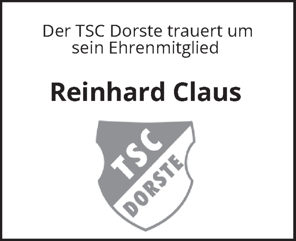  Traueranzeige für Reinhard Claus vom 13.12.2025 aus Harz Kurier