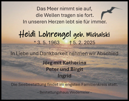 Traueranzeige von Heidi Lohrengel von Harz Kurier