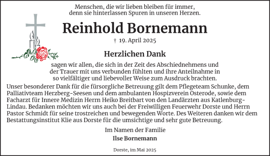 Traueranzeige von Reinhold Bornemann von Harz Kurier