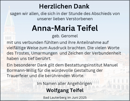 Traueranzeige von Anna-Maria Teifel von Harz Kurier