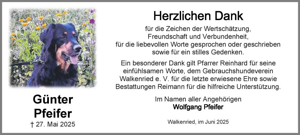  Traueranzeige für Günter Pfeifer vom 28.06.2025 aus Harz Kurier